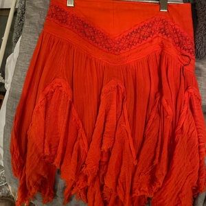 Free People Orange Skirt